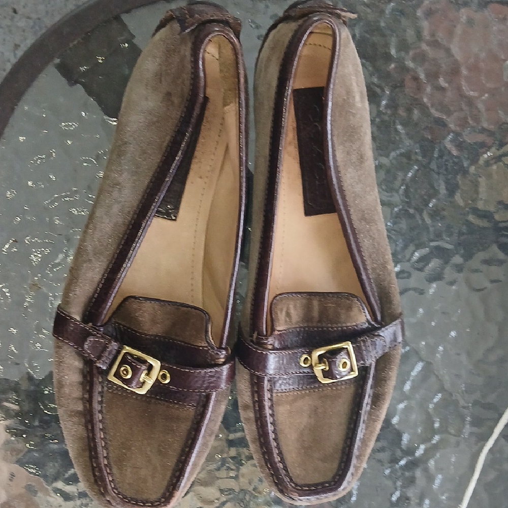 Classic Brown Loafers with Gold Buckle